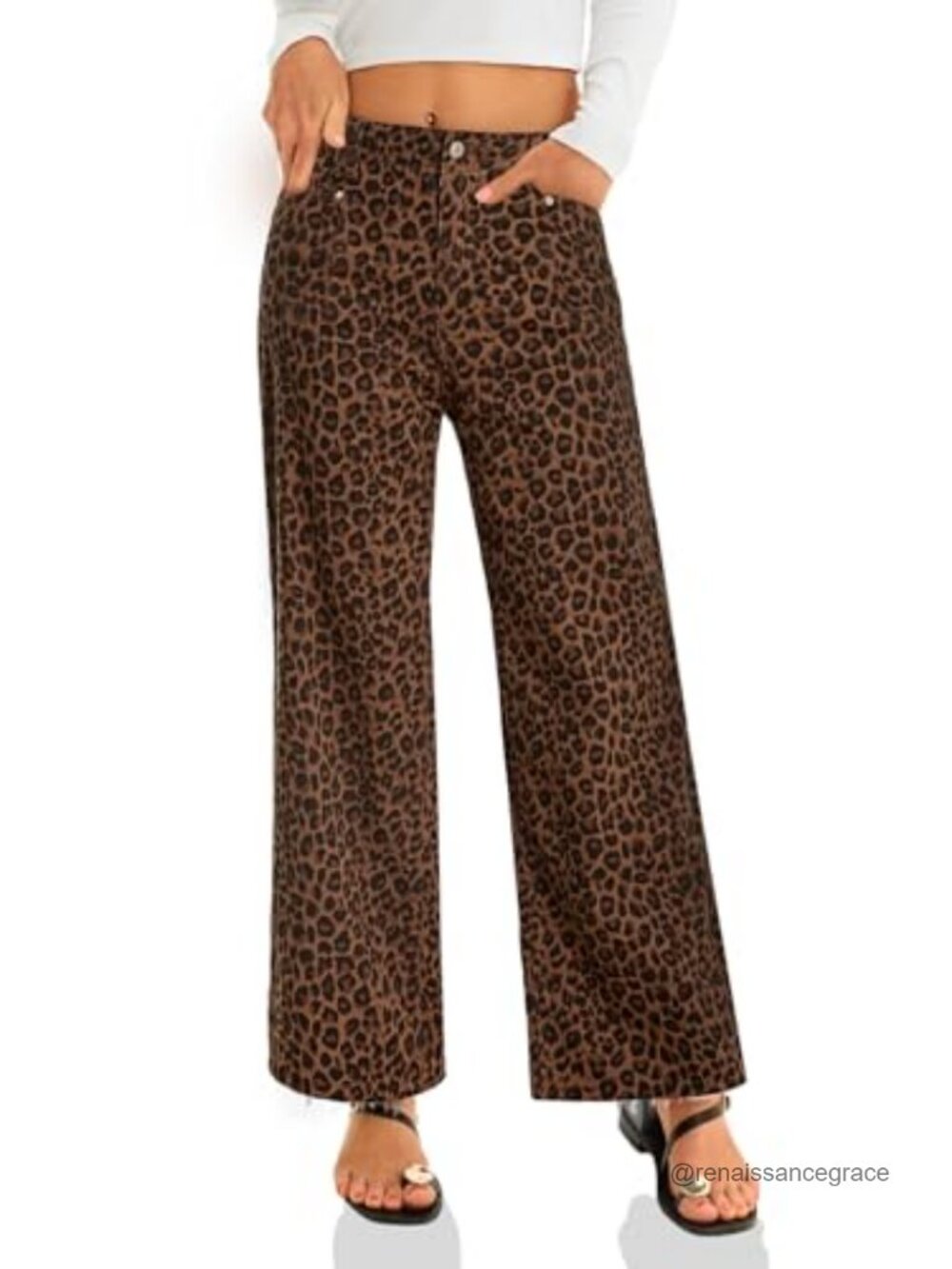 High Waisted Cropped Straight Leg Jeans Raw Hem Stretch Denim Pants - Picture 3 of 6